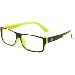 Oversized "Kayden" Retro Unisex Plastic Fashion Clear Lens Glasses - Black/Lime - CN12JQZLY3N $7.58