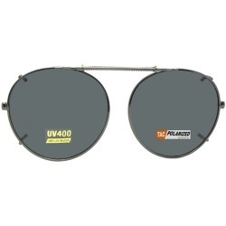 Round Semi Round Polarized Clip on Sunglasses - Pewter-polarized Gray Lens - CM189ULUMWZ $12.94