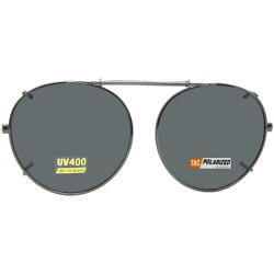 Round Semi Round Polarized Clip on Sunglasses - Pewter-polarized Gray Lens - CM189ULUMWZ $12.94