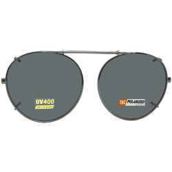 Round Semi Round Polarized Clip on Sunglasses - Pewter-polarized Gray Lens - CM189ULUMWZ $32.15