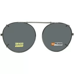 Round Semi Round Polarized Clip on Sunglasses - Pewter-polarized Gray Lens - CM189ULUMWZ $32.15
