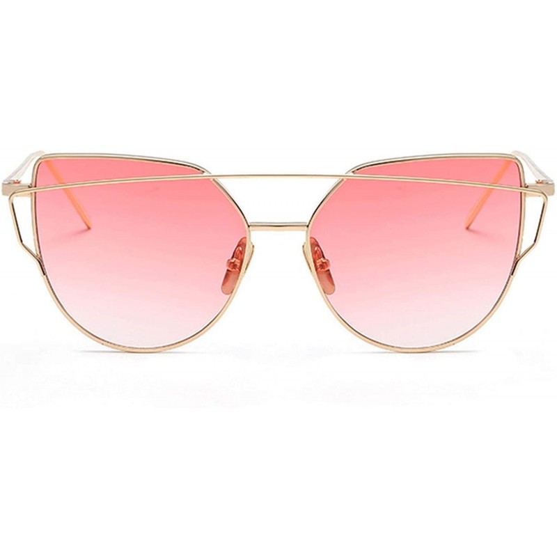 Cat Eye Sunglasses Women Luxury Cat eye Brand Design Mirror Flat Rose Gold Vintage Cateye sun glasses lady Eyewear - A3 - CT1...