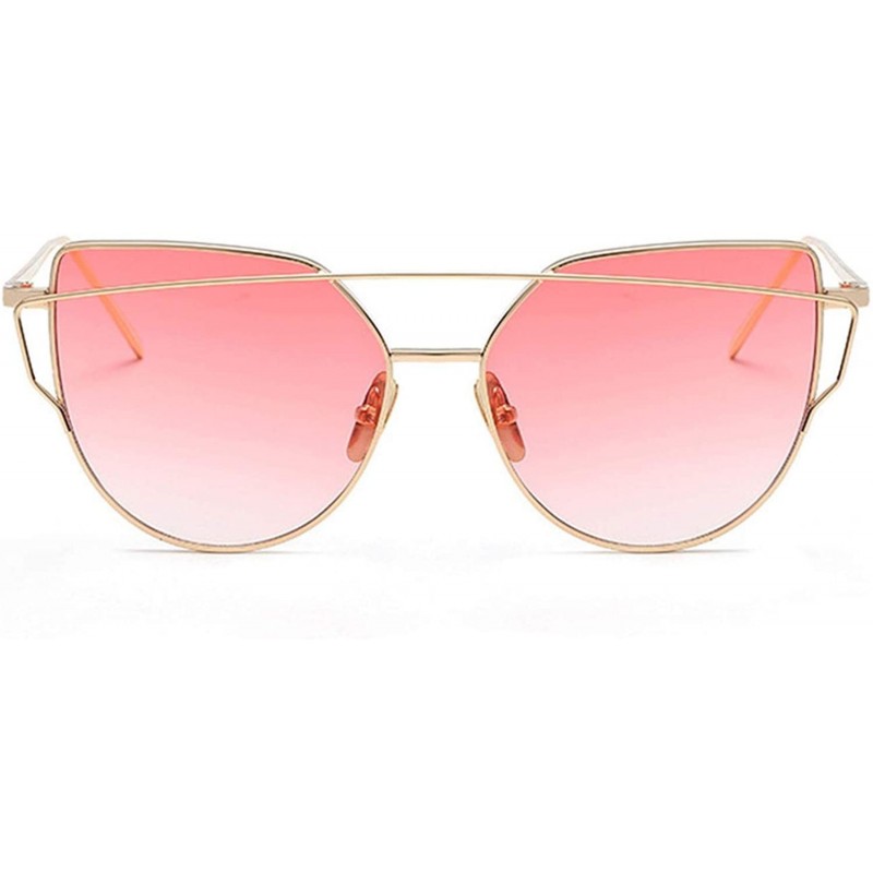 Cat Eye Sunglasses Women Luxury Cat eye Brand Design Mirror Flat Rose Gold Vintage Cateye sun glasses lady Eyewear - A3 - CT1...