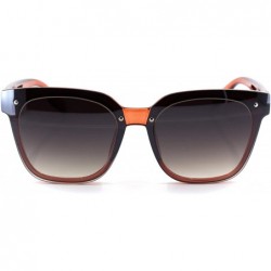 Rectangular Womens Exposed Lens 90s Panel Lens Boyfriend Horn Rim Sunglasses - Red Brown - CL18T0IQ4KM $18.52
