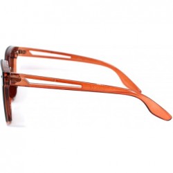 Rectangular Womens Exposed Lens 90s Panel Lens Boyfriend Horn Rim Sunglasses - Red Brown - CL18T0IQ4KM $12.01