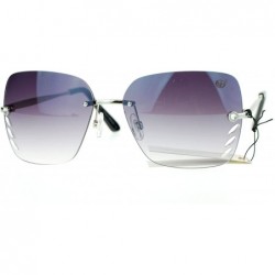 Rectangular Whisker Vent Lens Luxury Designer Fashion Rimless Sunglasses - Silver Smoke - CL11ATATA01 $13.42
