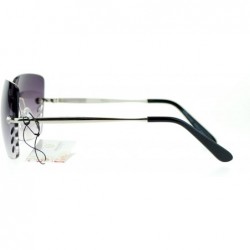Rectangular Whisker Vent Lens Luxury Designer Fashion Rimless Sunglasses - Silver Smoke - CL11ATATA01 $13.42