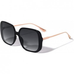 Shield One Piece Shield Lens Square Butterfly Sunglasses - Smoke Black - CQ199LWQTZC $25.86