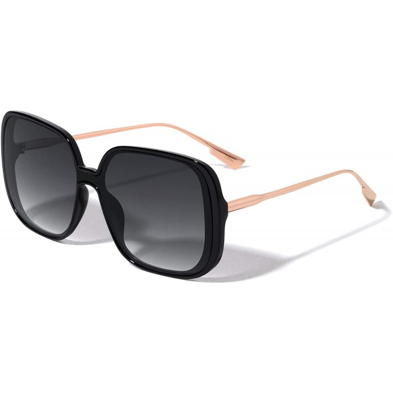 Shield One Piece Shield Lens Square Butterfly Sunglasses - Smoke Black - CQ199LWQTZC $11.18