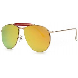 Aviator Women Pilot Mirror UV400 Sunglasses Coating Flat Sun Glasses Eyewear - Yellow - CD1839I9R9L $19.27