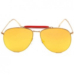 Aviator Women Pilot Mirror UV400 Sunglasses Coating Flat Sun Glasses Eyewear - Yellow - CD1839I9R9L $12.01