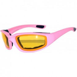 Goggle Motorcycle Padded Foam Glasses Smoke Mirror Clear Lens - Pink_yell - CZ12O85R8T8 $17.07