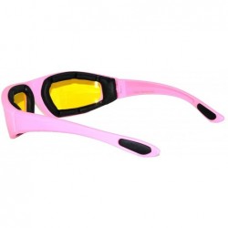 Goggle Motorcycle Padded Foam Glasses Smoke Mirror Clear Lens - Pink_yell - CZ12O85R8T8 $10.53