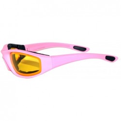 Goggle Motorcycle Padded Foam Glasses Smoke Mirror Clear Lens - Pink_yell - CZ12O85R8T8 $10.53