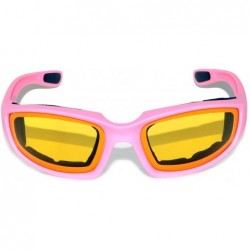 Goggle Motorcycle Padded Foam Glasses Smoke Mirror Clear Lens - Pink_yell - CZ12O85R8T8 $10.53