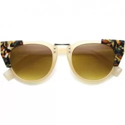 Cat Eye Women's Bold Temple Accent Metal Nose Bridge Cat Eye Sunglasses 48mm - Creme-silver / Amber - CX127Y67ZUR $13.02