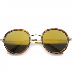 Round Classic Dapper Side Cover Colored Mirror Lens Round Sunglasses 52mm - Tortoise-gold / Yellow Mirror - CR12I21RMYR $11.02