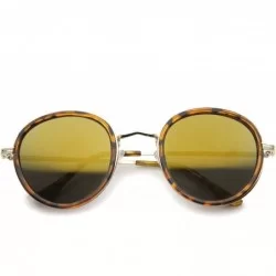 Round Classic Dapper Side Cover Colored Mirror Lens Round Sunglasses 52mm - Tortoise-gold / Yellow Mirror - CR12I21RMYR $20.17