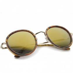 Round Classic Dapper Side Cover Colored Mirror Lens Round Sunglasses 52mm - Tortoise-gold / Yellow Mirror - CR12I21RMYR $11.02