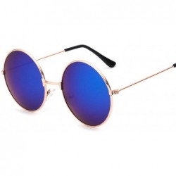 Oversized Retro Small Round Sunglasses Women Vintage Brand Shades Black Metal Sun Glasses - Goldblue - C018W3N0CZS $24.41