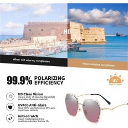 Goggle Women Polarized Sunglasses Metal Frame Female Oversized Square Sun glasses For Ladies Goggle UV400 - CP199HY9N7O $15.77