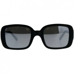 Rectangular Womens Thick Plastic Minimal Color Mirror Mod Sunglasses - Black Silver Mirror - C318C7HU25L $19.64