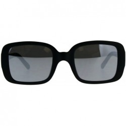 Rectangular Womens Thick Plastic Minimal Color Mirror Mod Sunglasses - Black Silver Mirror - C318C7HU25L $12.04