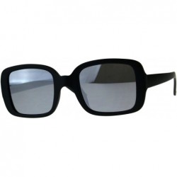 Rectangular Womens Thick Plastic Minimal Color Mirror Mod Sunglasses - Black Silver Mirror - C318C7HU25L $12.04