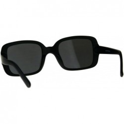 Rectangular Womens Thick Plastic Minimal Color Mirror Mod Sunglasses - Black Silver Mirror - C318C7HU25L $12.04