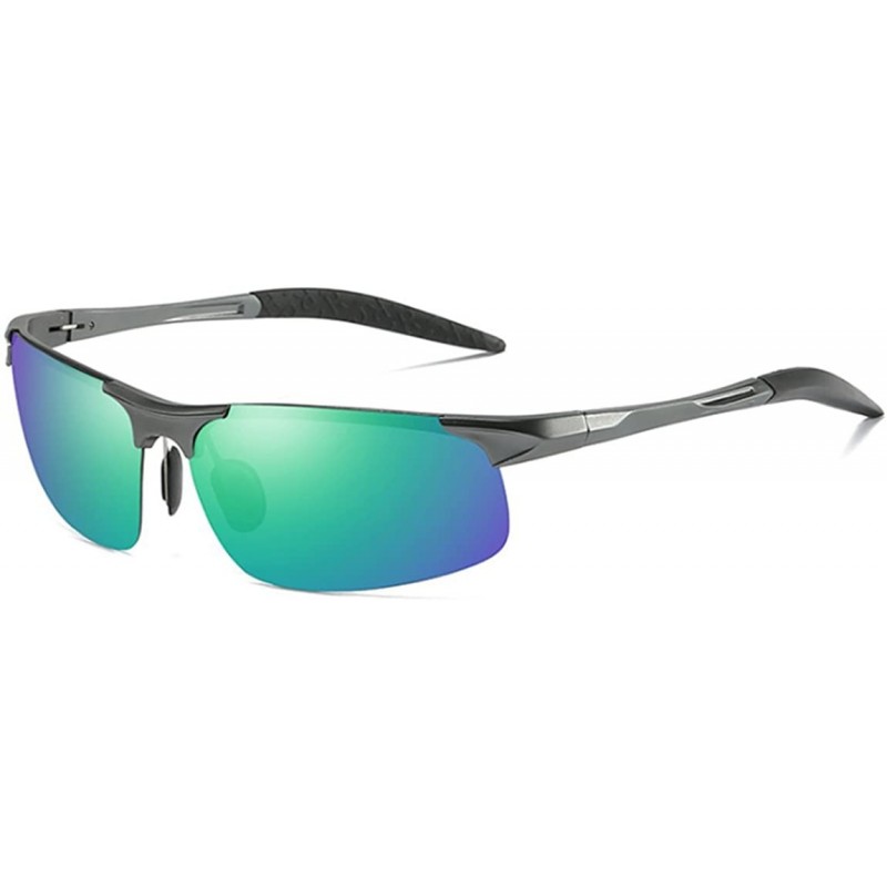 Semi-rimless ETAI Men's Driving Polarized Sports Sunglasses Series UV400 Al-Mg Alloy For Men 8177 - Grey - CB18GTLANHW $21.20