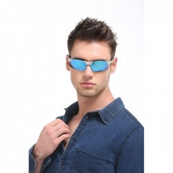 Semi-rimless ETAI Men's Driving Polarized Sports Sunglasses Series UV400 Al-Mg Alloy For Men 8177 - Grey - CB18GTLANHW $21.20