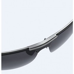 Semi-rimless ETAI Men's Driving Polarized Sports Sunglasses Series UV400 Al-Mg Alloy For Men 8177 - Grey - CB18GTLANHW $21.20