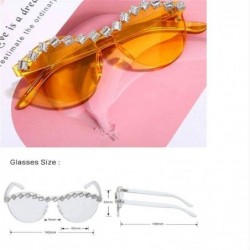Oversized Diamond Sunglasses Rhinestone Eyeglasses Transparent - 2 - CK198G5CNR9 $24.19