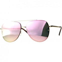Square Womens Fashion Sunglasses Flat Top Squared Pilot Aviators Mirror Lens - Gold (Pink Mirror) - CX18D66UHU3 $9.78