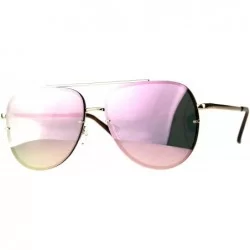 Square Womens Fashion Sunglasses Flat Top Squared Pilot Aviators Mirror Lens - Gold (Pink Mirror) - CX18D66UHU3 $22.24