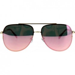 Square Womens Fashion Sunglasses Flat Top Squared Pilot Aviators Mirror Lens - Gold (Pink Mirror) - CX18D66UHU3 $9.78