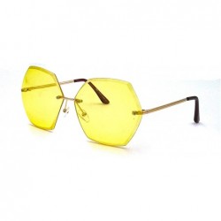 Rimless Women Oversized Rimless Diamond Cutting Lens Sunglasses P4159 - Gold Yellow - CV18IRA42QA $10.02