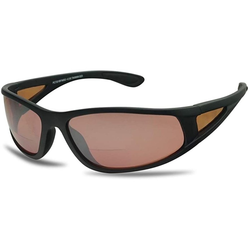 Rimless Driving Bifocal Polycarbonate Reading Sunglasses - Matte Black - Amber - C51972YZI5U $13.91