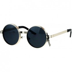 Round PASTL Fashion Sunglasses Unisex Round Circle 3 Tiered Metal Frame UV 400 - Silver (Black) - CM1857QXR3L $12.85