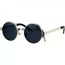 Round PASTL Fashion Sunglasses Unisex Round Circle 3 Tiered Metal Frame UV 400 - Silver (Black) - CM1857QXR3L $22.19