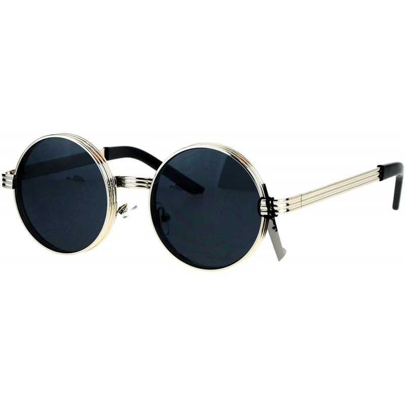 Round PASTL Fashion Sunglasses Unisex Round Circle 3 Tiered Metal Frame UV 400 - Silver (Black) - CM1857QXR3L $23.07