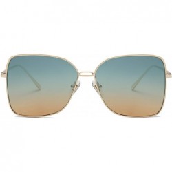 Oval Fashion Designer Square Sunglasses for Women Flat Mirrored Lens SJ1082 - C8 Gold Frame/Gradient Green&brown Lens - CL18C...