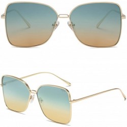Oval Fashion Designer Square Sunglasses for Women Flat Mirrored Lens SJ1082 - C8 Gold Frame/Gradient Green&brown Lens - CL18C...