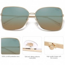 Oval Fashion Designer Square Sunglasses for Women Flat Mirrored Lens SJ1082 - C8 Gold Frame/Gradient Green&brown Lens - CL18C...