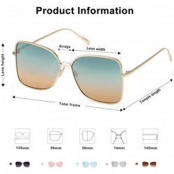 Oval Fashion Designer Square Sunglasses for Women Flat Mirrored Lens SJ1082 - C8 Gold Frame/Gradient Green&brown Lens - CL18C...