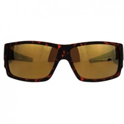 Rectangular Mens Thick Temple Warp Around Biker Rectangular Plastic Sunglasses - Tortoise Brown Mirror - CJ18LQR2RKG $11.26