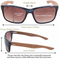 Rectangular Real Bamboo Wooden Arms UV400 Sunglasses for Men or Women-6102 - Silver Frame- Zebra Arms - C918NUA27HD $10.02