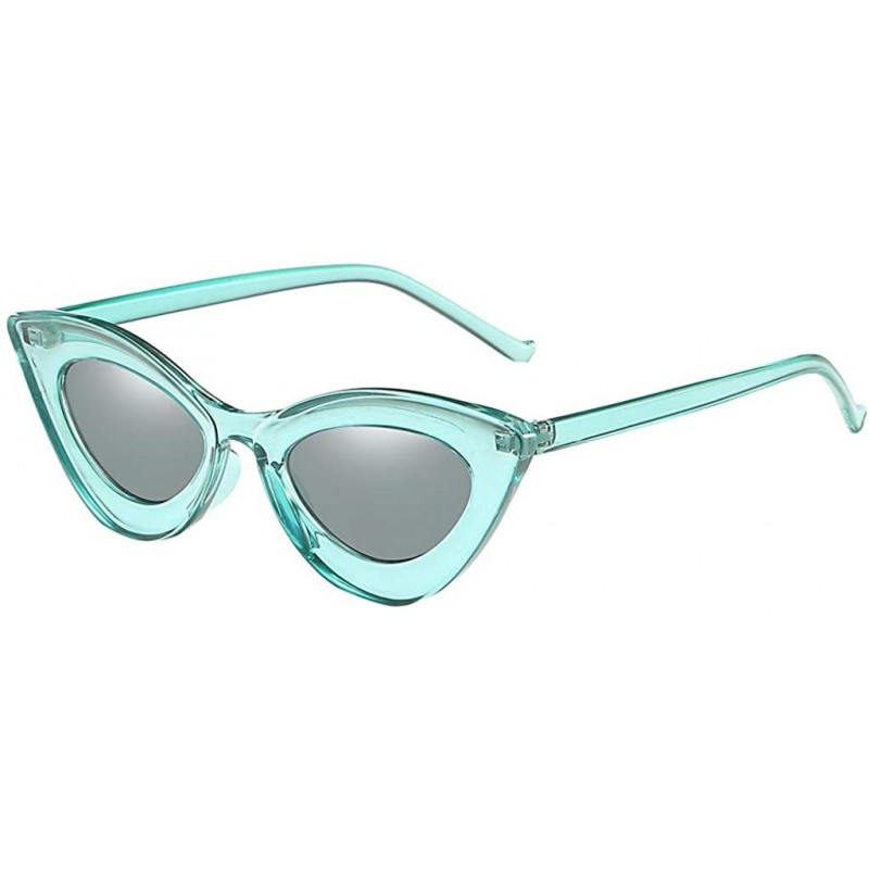 Square Retro Vintage Cateye Sunglasses for Women Fashion Mirrored Lens Plastic Frame Cat Eye Sunglasses - Green - CJ1908NKDAX...