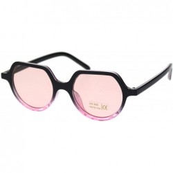 Square Vintage Retro Hippie Round Thin Plastic Horn Pimp Sunglasses - Black Pink Pink - C418QT95MZ6 $11.09