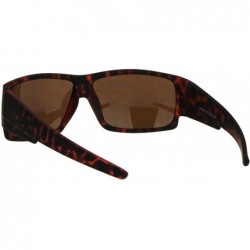 Rectangular Mens Thick Temple Warp Around Biker Rectangular Plastic Sunglasses - Tortoise Brown Mirror - CJ18LQR2RKG $11.26